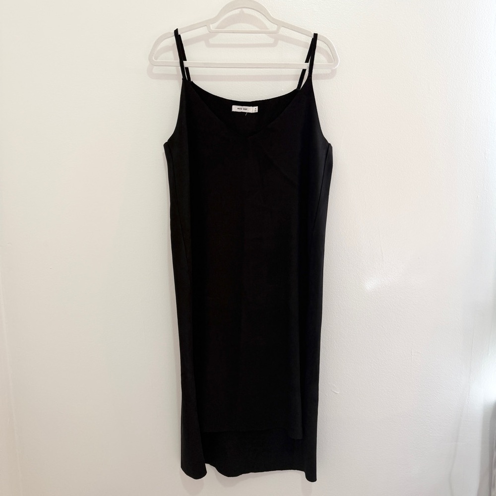 Mod Ref Black Faux Suede Midi Dress Size Medium